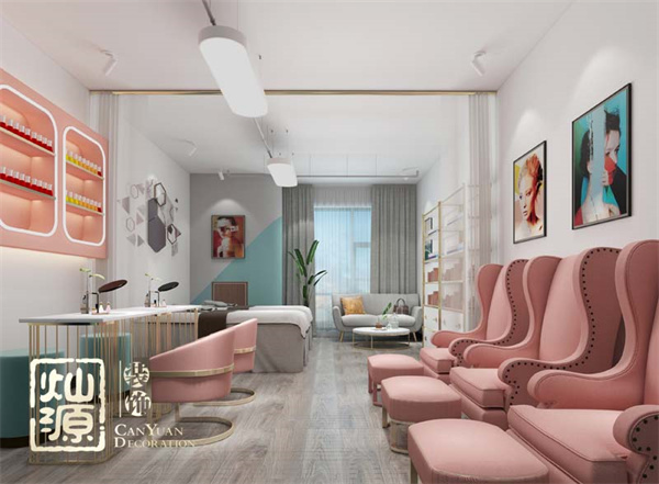 迎合顧客喜好,打造小平米專屬設(shè)計——航洋城南寧美甲店設(shè)計裝修案例-燦源裝飾